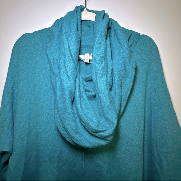 Madison Teal Cowl Neck Ribbed Sleeves Wool Blend Sweater Size Large Casual - Picture 2 of 8